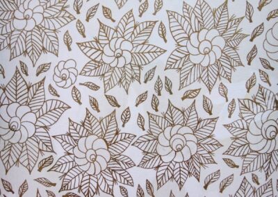 white and black floral textile